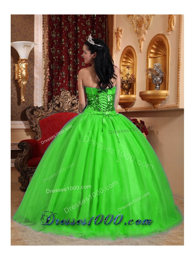 Popular Sweetheart Beading Puffy Quinceanera Dresses in Spring Green