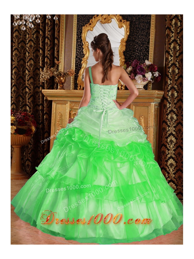 Pretty One Shoulder Appliques with Beading 2014 Sweet 16 Dresses