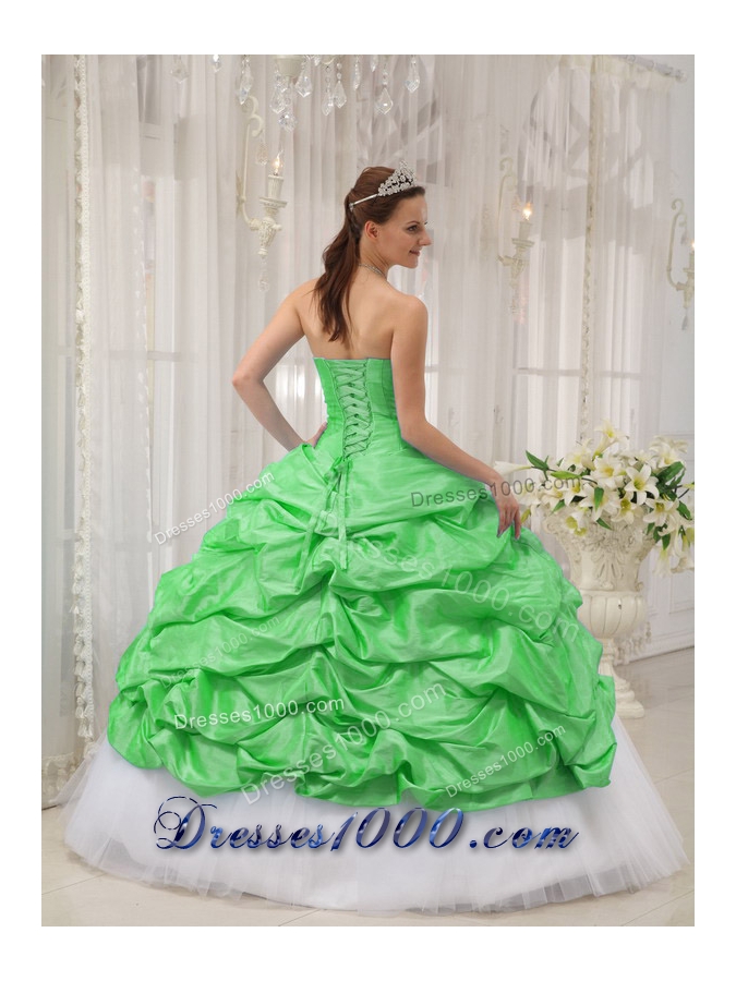 Pretty Sweetheart Taffeta and Tulle Beading Sweet 16 Dresses in Spring Green