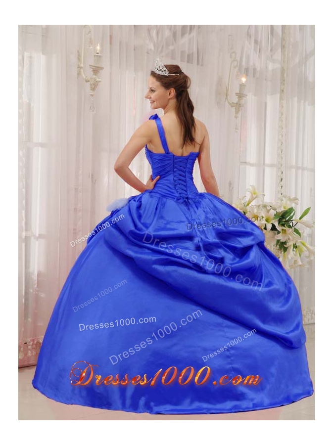 Puffy One Shoulder Beading and Pick-ups 2014 Quinceanera Dresses