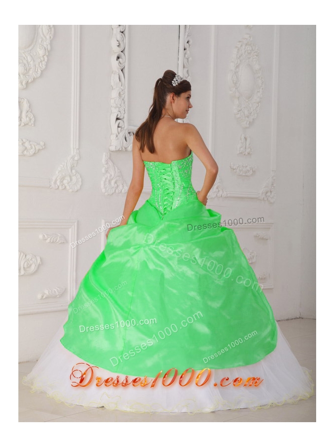 Puffy Strapless Appliques Long 2014 Sweet 15 Dresses
