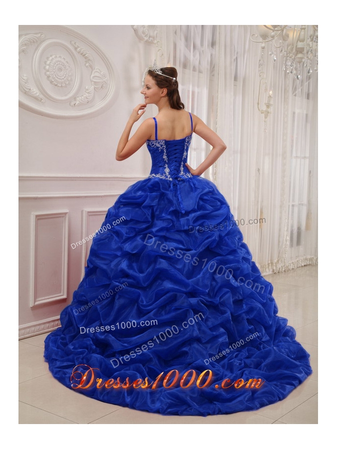 Royal Blue Beading Quinceanera Dress with Court Train