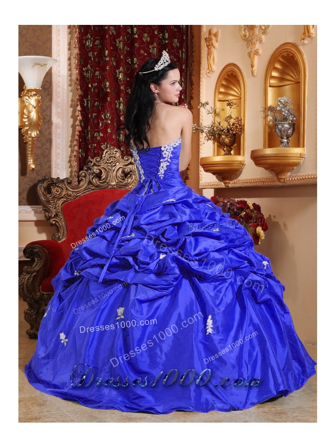 Sweet Puffy Strapless Appliques 2014 Quinceanera Dresses