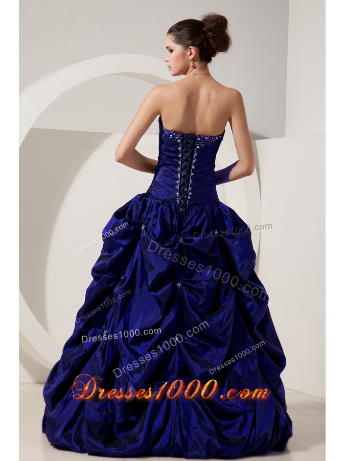 2014 Beading Quinceanera Dresses in Dark Blue Princess Sweetheart