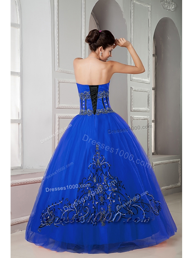 2014 Blue Puffy Sweetheart Beading Decorate Quinceanera Dresses