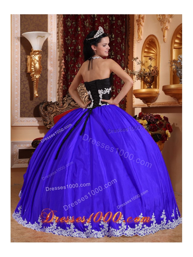 2014 Halter Lace Appliques Quinceanera Dresses with Ruffles