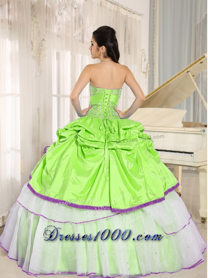 2014 Pretty Sweetheart Beading and Ruffled Layers Sweet 15 Dresses