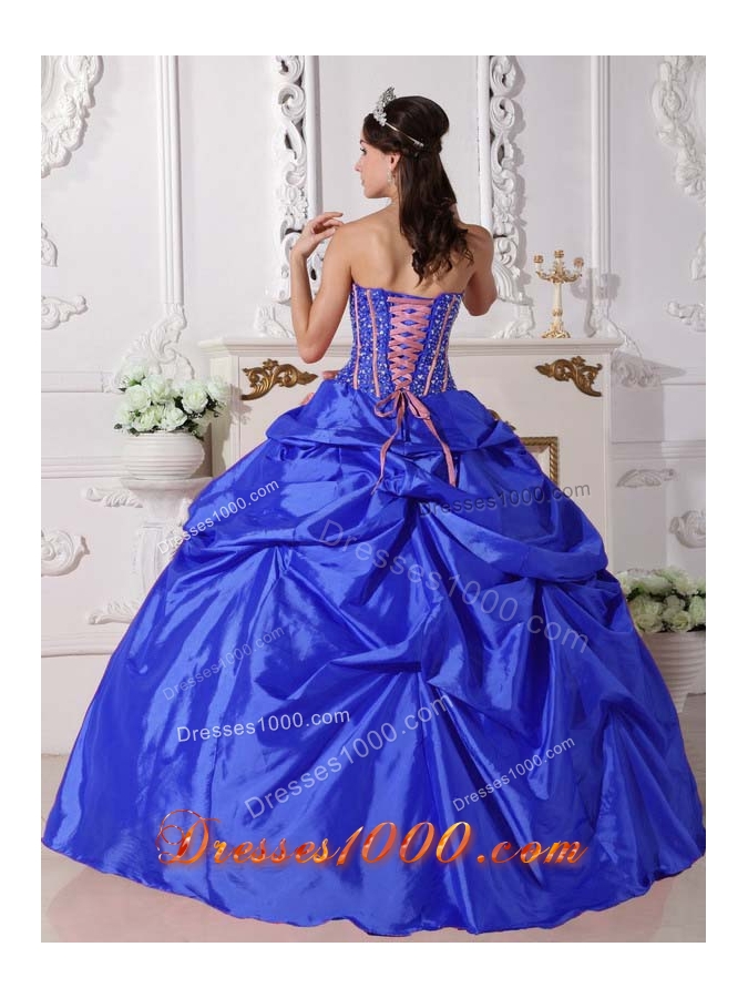 2014 Puffy Strapless Pick-ups and Hand Made Flowers Quinceanera Dresses