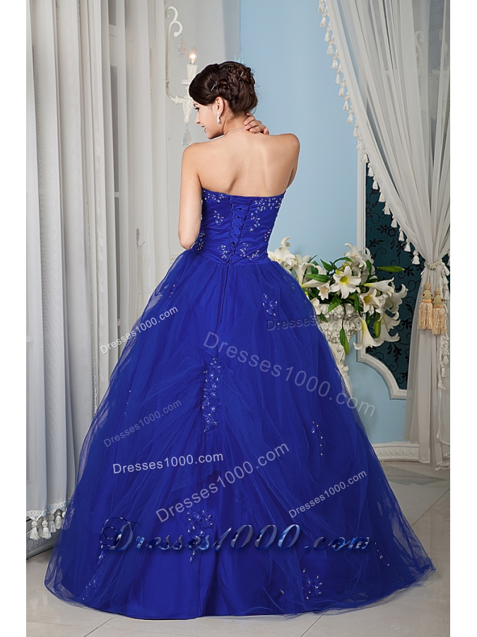 2014 Quinceanera Dress in Blue Princess Strapless with Beading