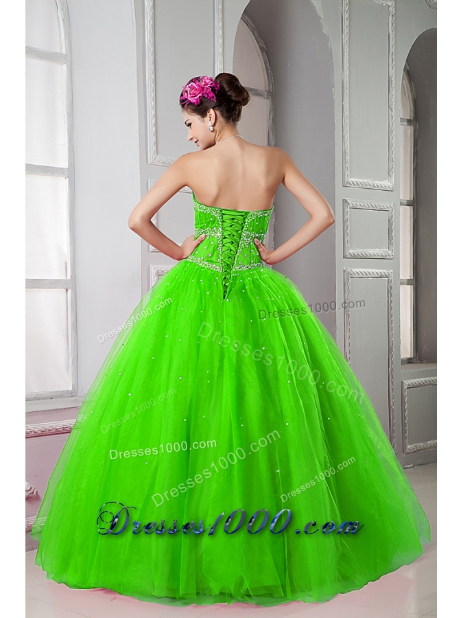 2014 Spring Green Sweetheart Quinceanera Dresses with Beading