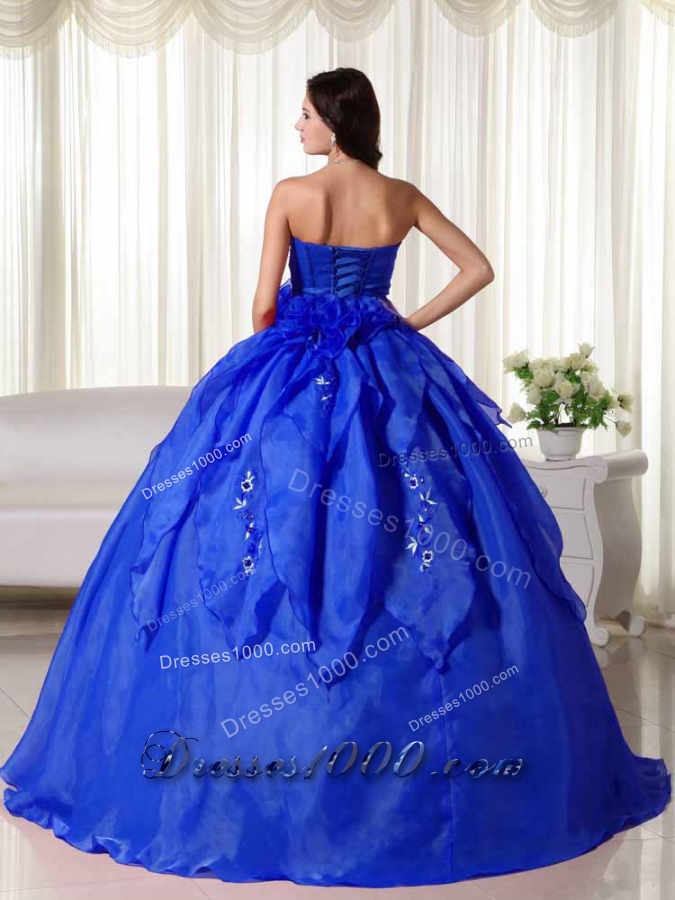 Beautiful Blue Puffy Strapless Appliques Quinceanera Dress for 2014