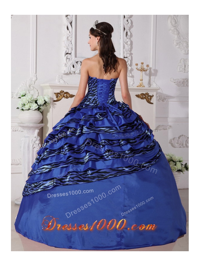 Cute Royal Blue Puffy Strapless Beading Quinceanera Dresses
