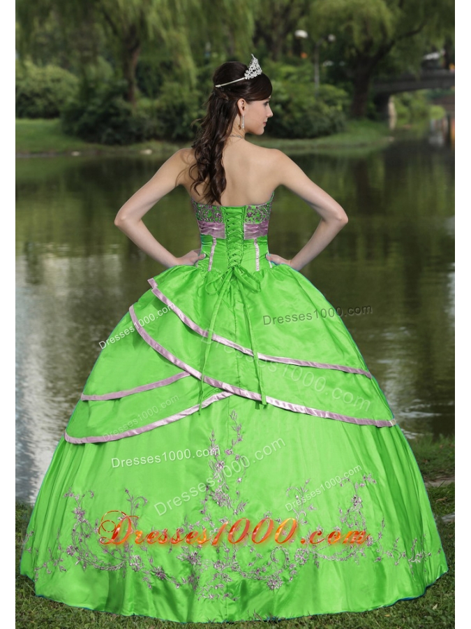 Designer Embroidery Taffeta and Satin 2014 Quinceanera Gowns