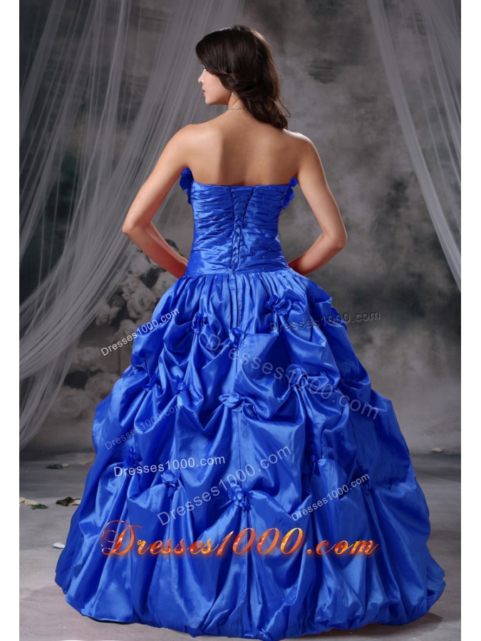Hand Made Flowers and Ruching Puffy Strapless Quinceanera Dresses For 2014