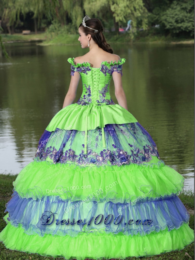 Puffy Off The Shoulder Appliques Quinceanera Dress For 2014