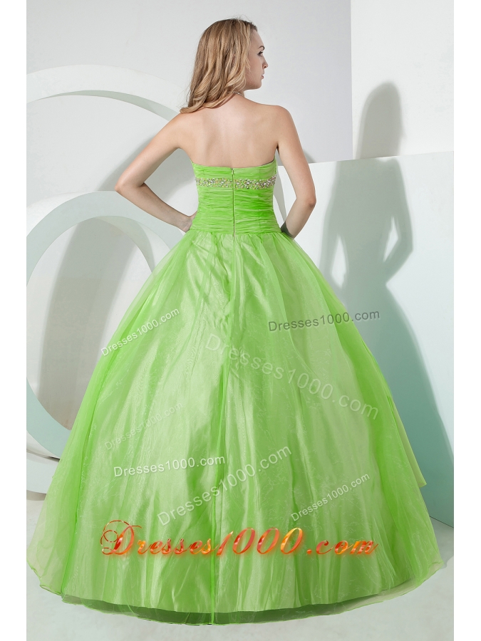 Strapless Organza Princess Quinceneara Dresses with Appliques and Beading