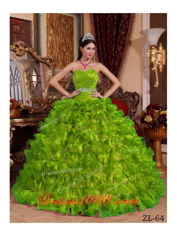 Sweetheart Organza New Style Quinceanera Dresses with Beading and Ruffles
