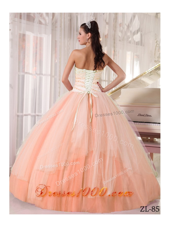 Affordable Puffy Sweetheart Beaded Dresses For Quinceaneras