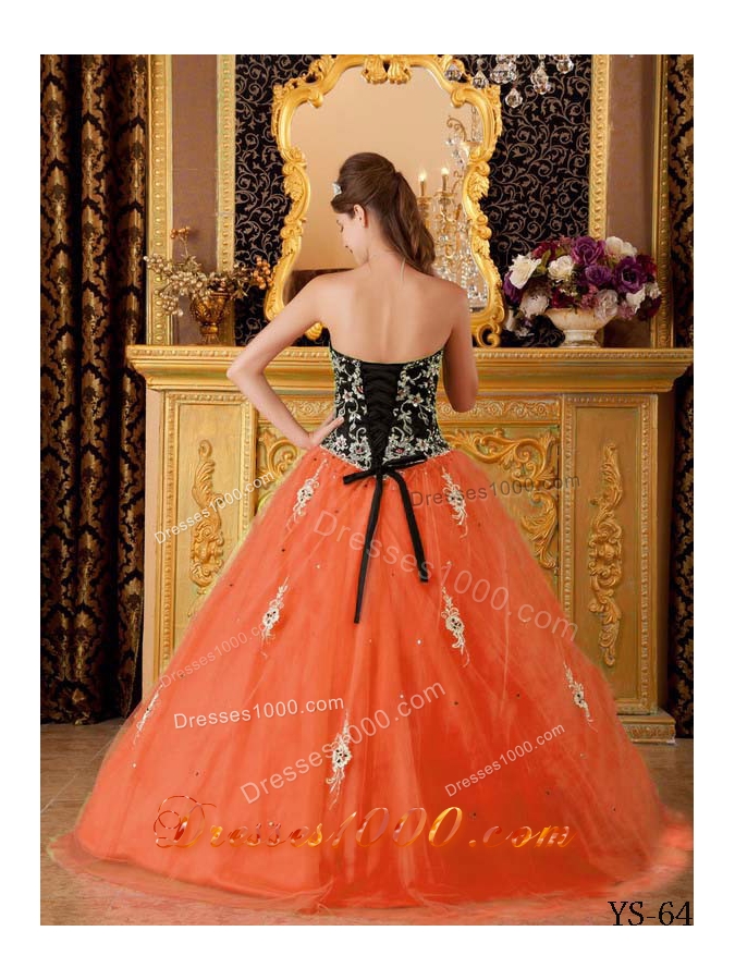 Orange Red Princess Sweetheart Beading Quinceanera Dresses Gowns
