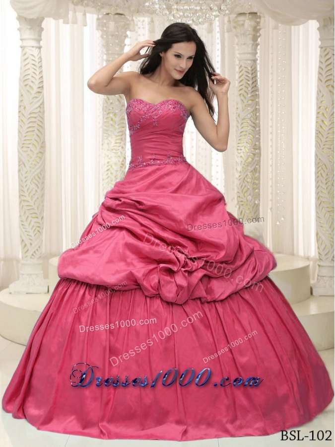 2014 Beautiful Sweetheart Appliques and Lace For Quinceanera Dress with Pick-ups