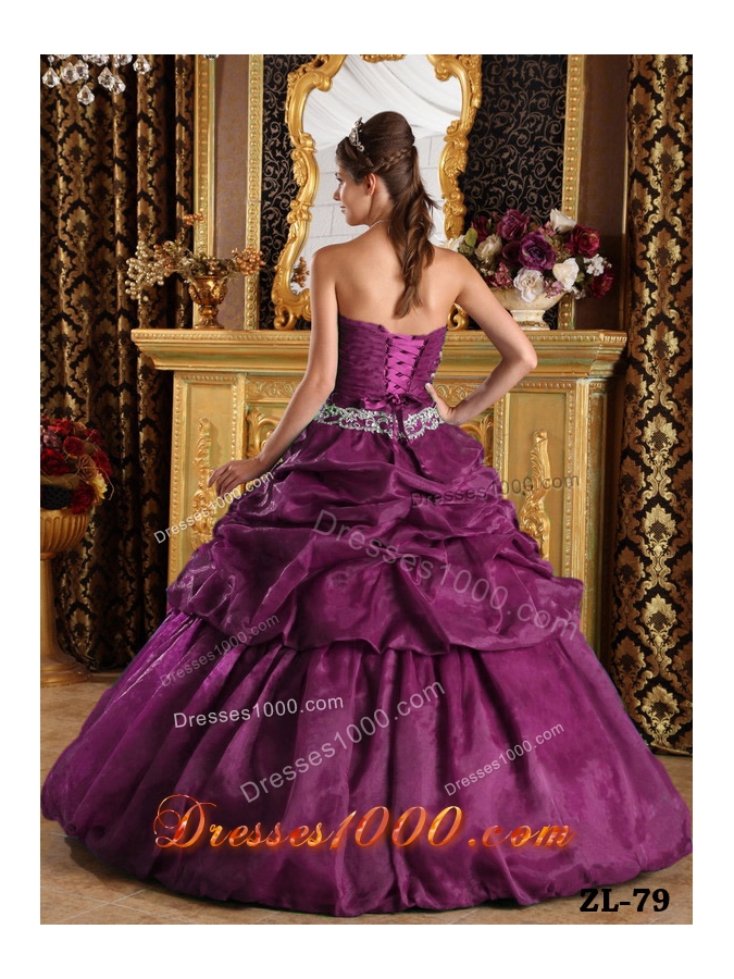 2014 Inexpensive Puffy Strapless Pick-ups Quinceanera Dresses with Beading