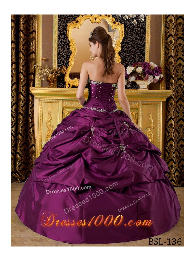 Brand New Puffy Strapless Appliques 2014 Quinceanera Dresses with Pick-ups 212.47