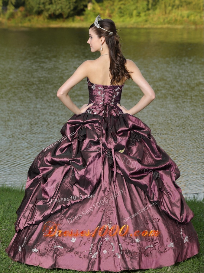 Custom Size Strapless Appliques and Pick-ups Dark Purple Quinceanera Dresses