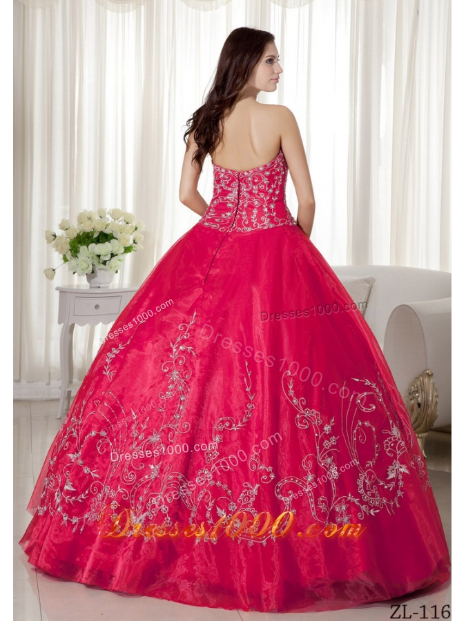 Puffy Sweetheart Floor-length Beading and Embroidery for 2014 Quinceanera Dress