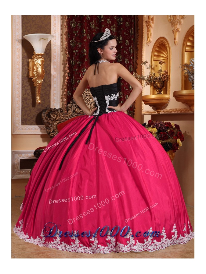2014 Pretty Coral Red Puffy Lace Quinceanera Dress V-neck with Appliques