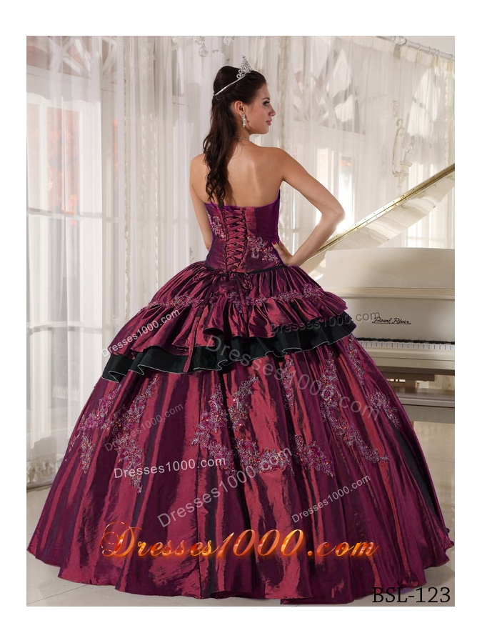 2014 Pretty Puffy Strapless Beading Quinceanera Dresses with Appliques