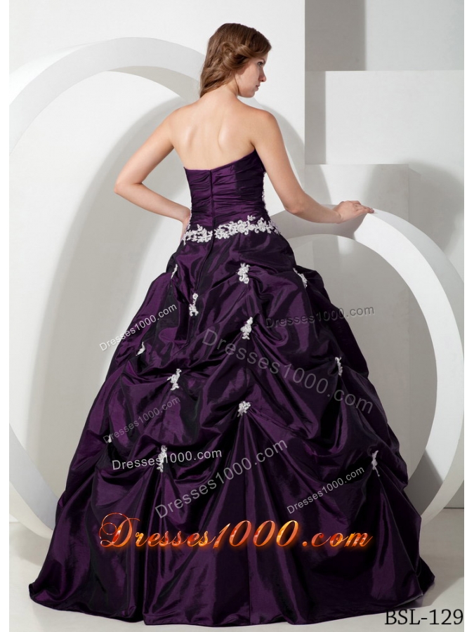 2014 Pretty Puffy Sweetheart Appliques Quinceanera Dresses with Pick-ups