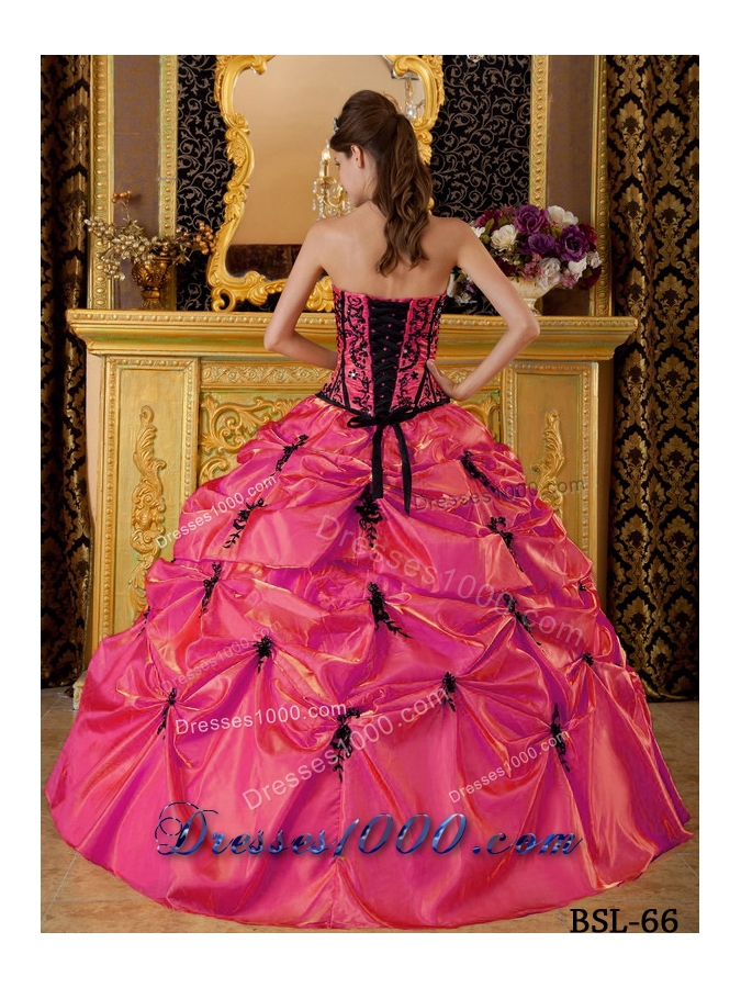 Coral Red Puffy Strapless Beading and Embroidery for 2014 Quinceanera Dress