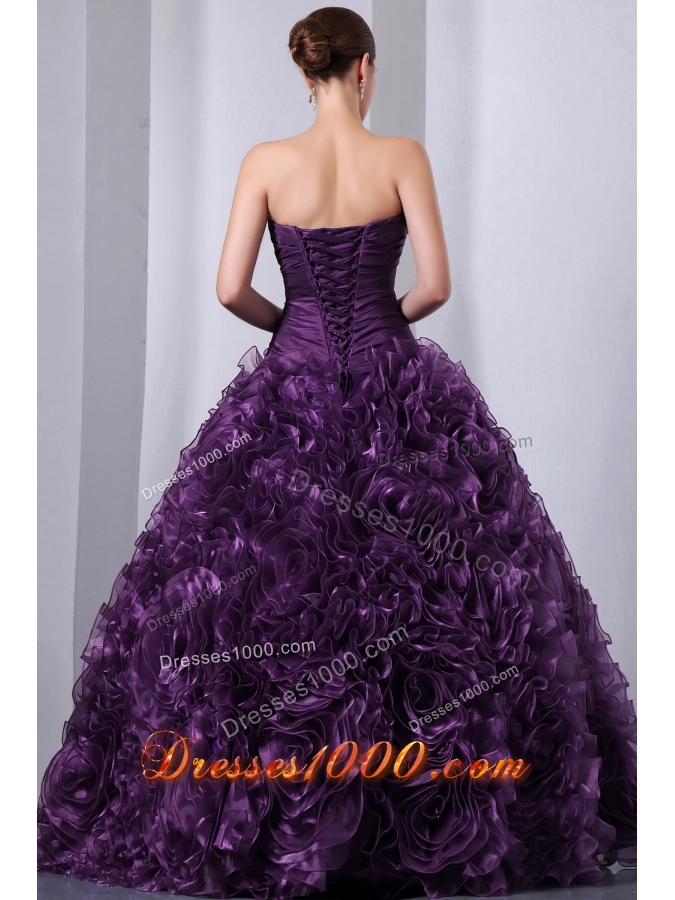 Eggplant Purple Princess Strapless Beading Quinceanea Dresses for 2014 Spring