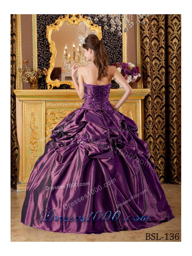 Puffy Strapless Appliques and Pick-ups 2014 Spring Quinceanera Dresses