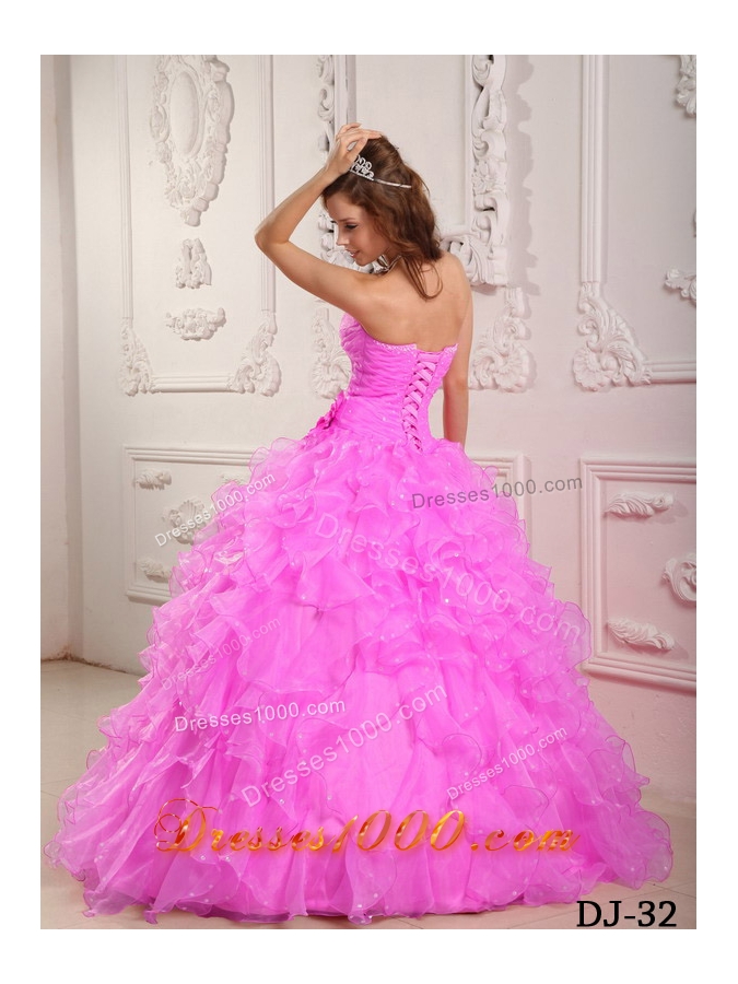 Romantic Sweetheart Rose Pink Sweet Sixteen Quinceanera Dresses with Beading