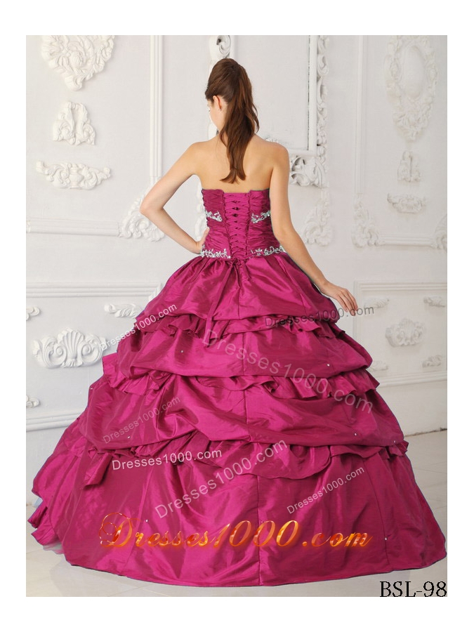 Classical Princess Sweetheart Pick-ups and Appliques 2014 Quinceanera Dresses