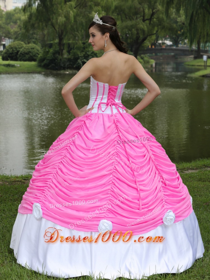 Custom Made Rose Pink Quinceanera Gowns with Strapless   Pick-ups