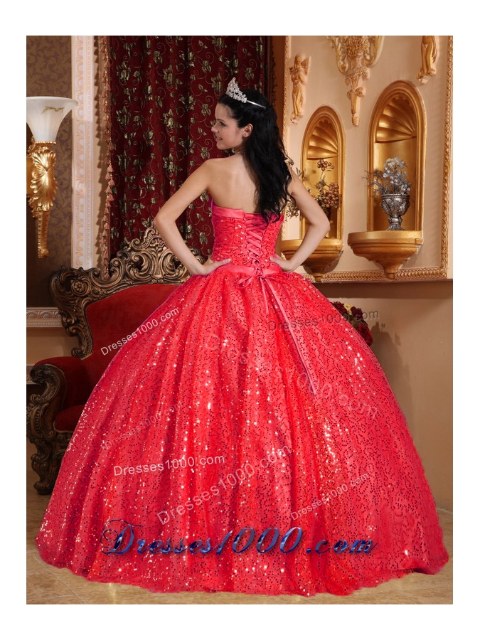 Gorgeous Red Puffy Sweetheart 2014 Long Quinceanera Dresses with Beading