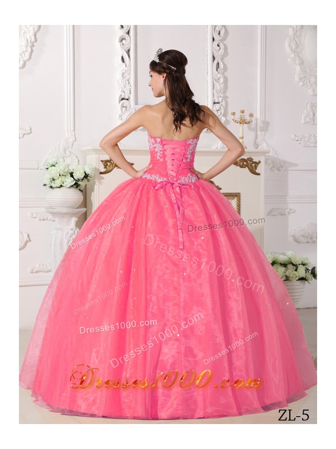 New Style Strapless Organza Quinceanera Gown with Appliques