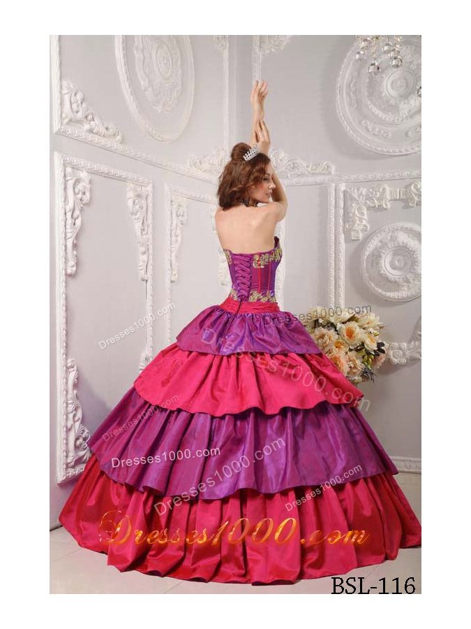 Puffy Strapless Ruffled Layers and Bowknot for 2014 Quinceanera Dresses