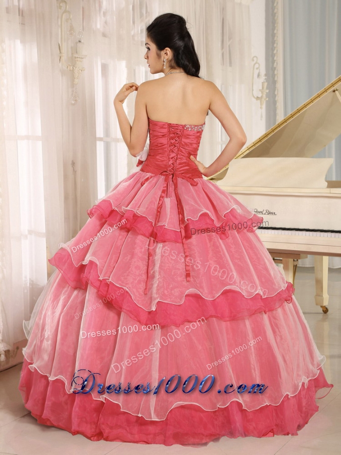 Red Sweetheart Ruching and Ruffled Layeres Quinceanera Dress In 2014