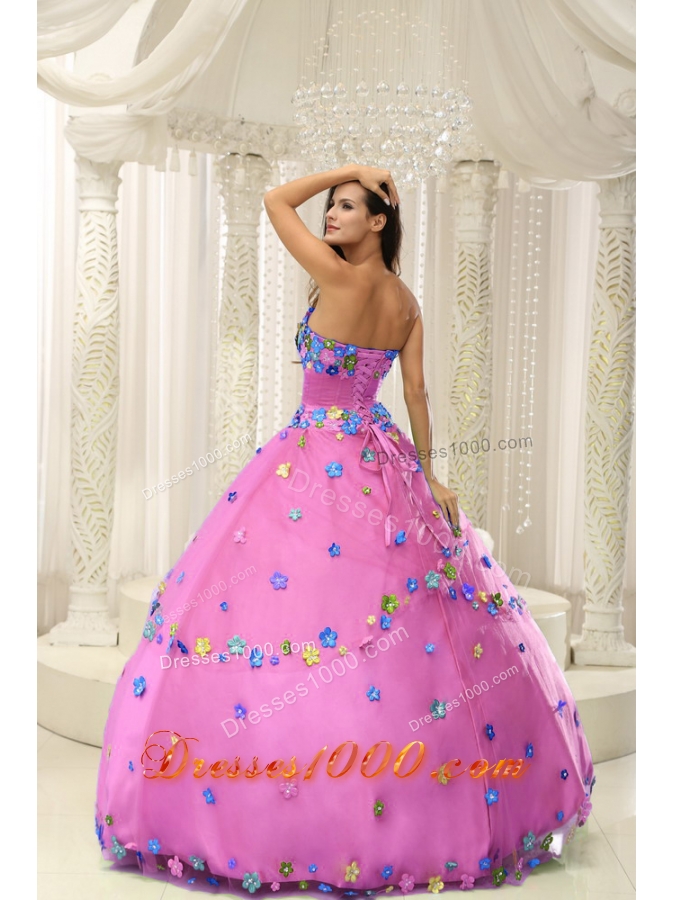 Rose Pink Princess Appliques 2013 Quninceaera Gowns For Custom Made