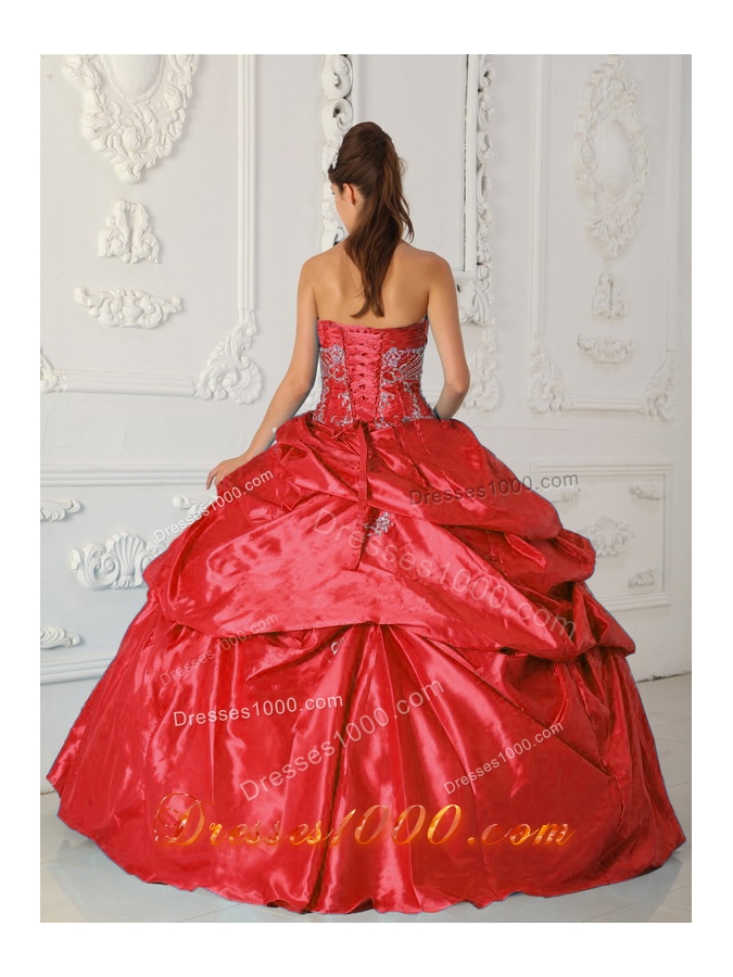 Brand New Puffy Red Sweetheart 2014 Spring Appliques Quinceanera Dresses