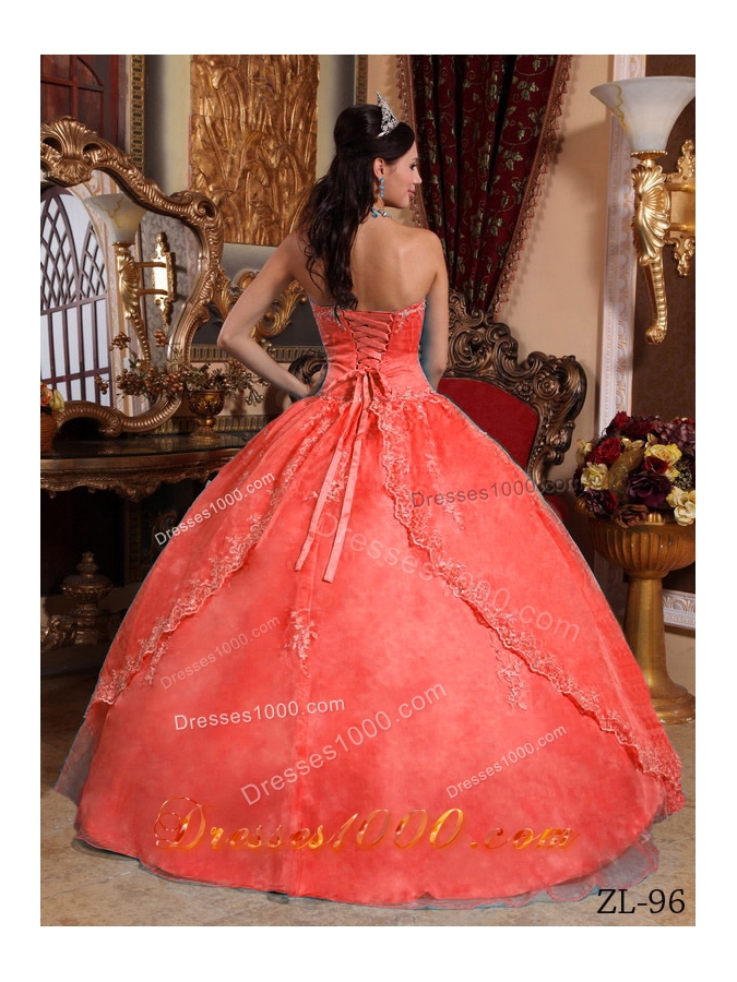 Classical Red Puffy Strapless Lace Appliques 2014 Quinceanera Dresses