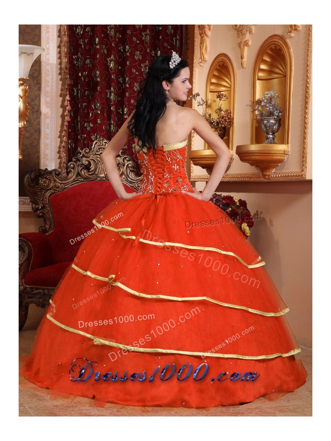 New Style Red Puffy Sweetheart Beading Quinceanera Dress for 2014