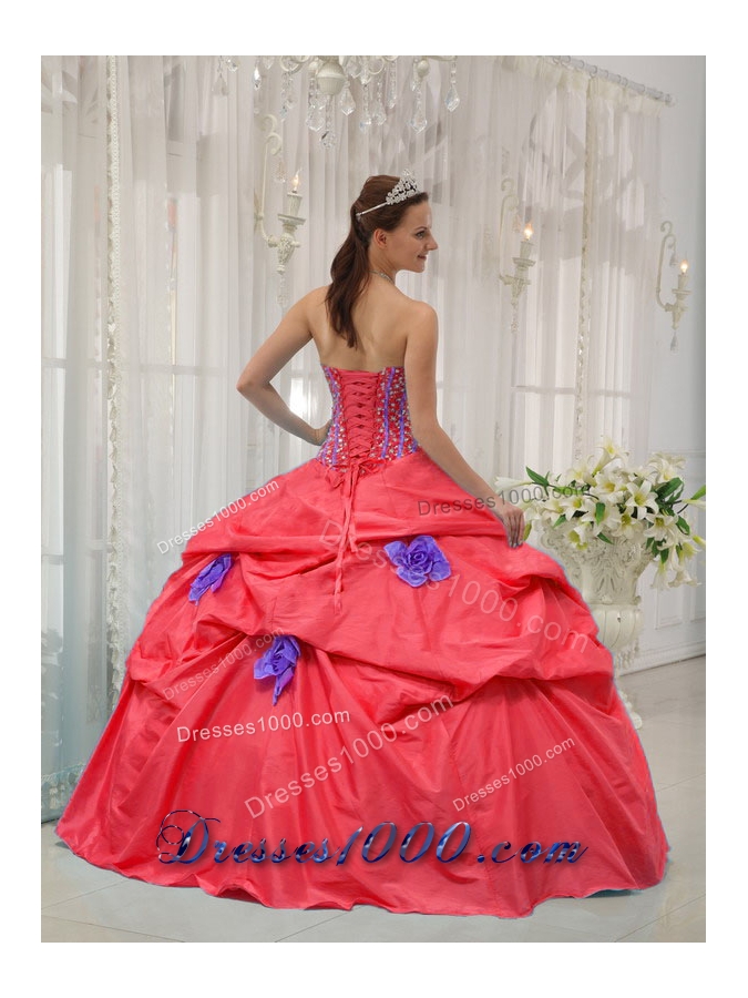 Perfect Red Puffy Strapless Beading Sweet 16 Dresses for 2014