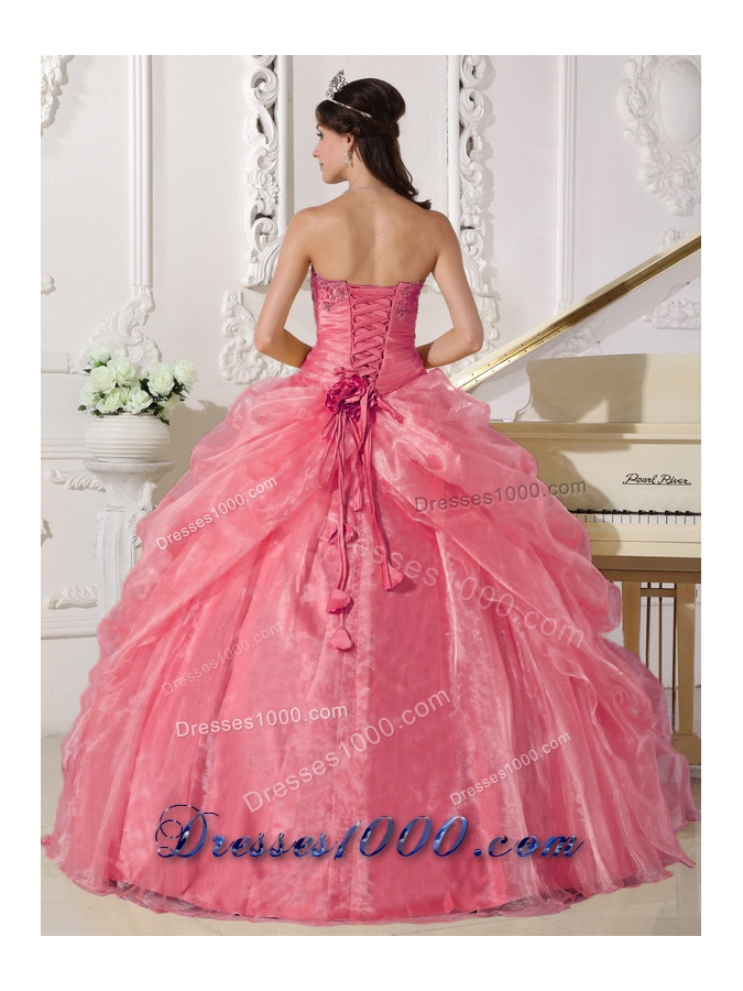 Pretty Strapless Organza Quinceanera Gowns with Embroidery and Beading