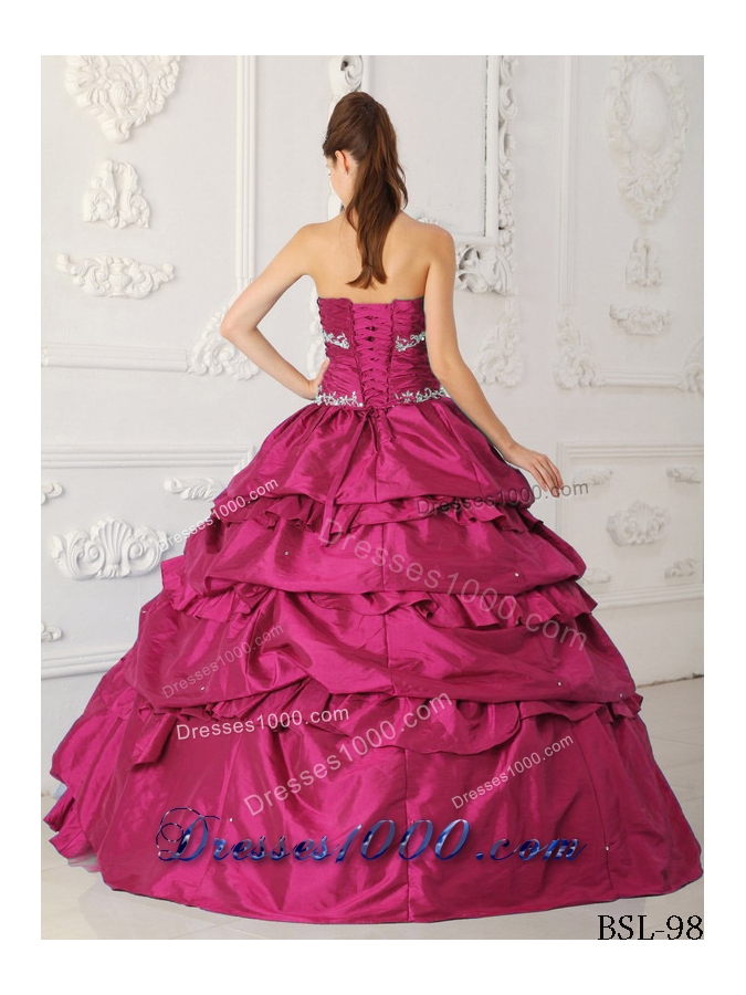 Classical Princess Sweetheart Pick-ups and Appliques 2014 Quinceanera Dresses