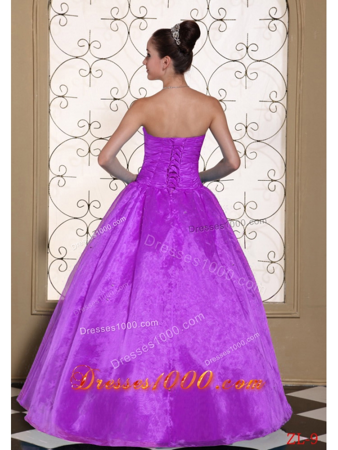 2014 Lovely Strapless Quinceanera Dress With Beaded Decorate Bust