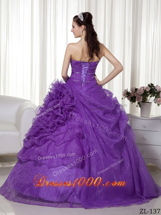 Ball Gown Sweetheart Simple Quinceanera Dress with Beading and Ruching Ruffles